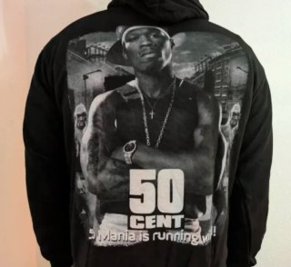SUDADERA NEGRA CON CAPUCHA - 50 CENT - TALLA L -
