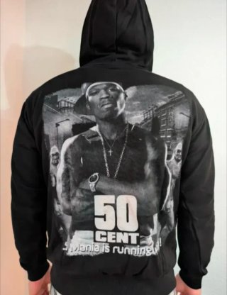 SUDADERA NEGRA CON CAPUCHA - 50 CENT - TALLA L -
