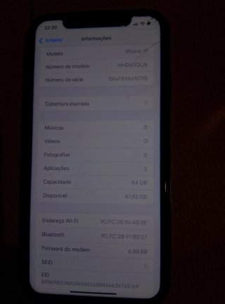 iPhone 11 64GB Preto | 85% Bateria | Face ID |