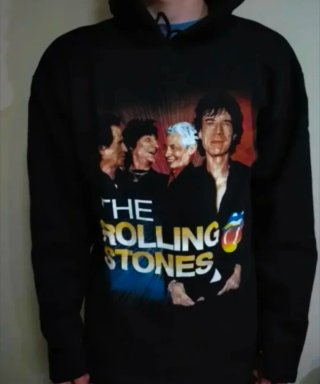 SUDADERA NEGRA CAPUCHA - ROLLING STONES - TALLA XL