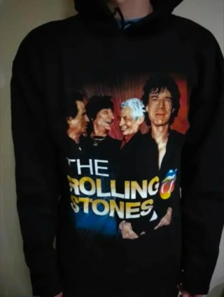 SUDADERA NEGRA CAPUCHA - ROLLING STONES - TALLA XL