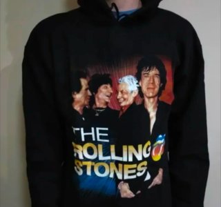 SUDADERA NEGRA CAPUCHA - ROLLING STONES - TALLA XL