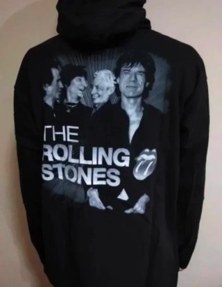SUDADERA NEGRA CAPUCHA - ROLLING STONES - TALLA XL