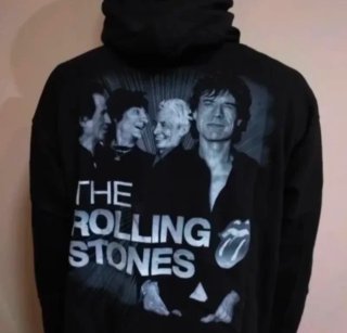SUDADERA NEGRA CAPUCHA - ROLLING STONES - TALLA XL