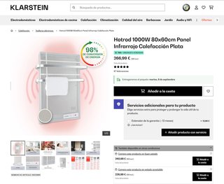 Radiador Secatoallas Infrarrojos Klarstein 1000W