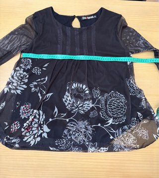 Blusa Desigual Negra Talla M Flores