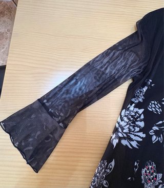 Blusa Desigual Negra Talla M Flores