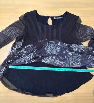 Blusa Desigual Negra Talla M Flores