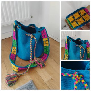 Bolso nuevo mujer etnico azul turquesa