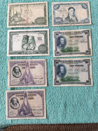 Lote Billetes Españoles Antiguos Pesetas