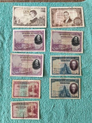 Lote Billetes Españoles Antiguos Pesetas