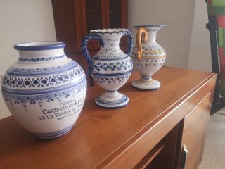 Jarrón Cerámica Talavera Azul y Blanco