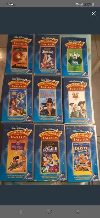 Lote 9 Películas VHS Disney Inglés