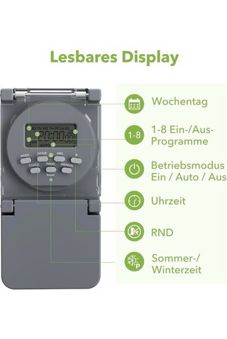 Temporizador Digital HBN Exterior 8 Programas