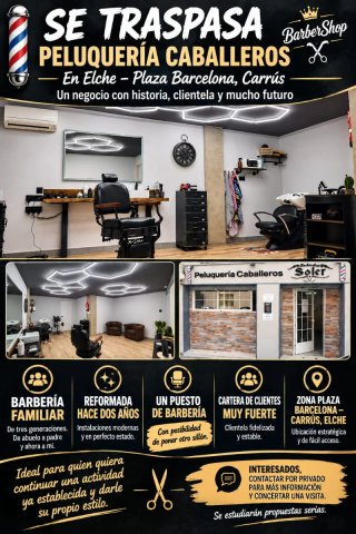 Traspaso barberia en elche con clientela fija