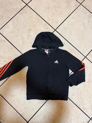 Felpa Adidas con cappuccio nera e arancione