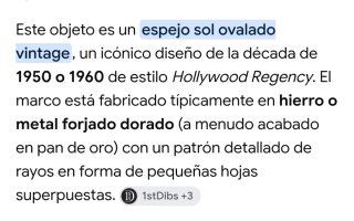 Espejo Sol Antiguo estilo Hollywood Regency 1940