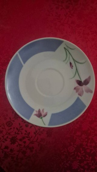 Juego 6 Tazas Café Porcelana Flores Azul