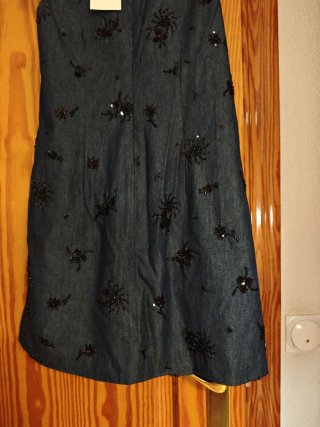Vestido ZARA bordado abalorios azul