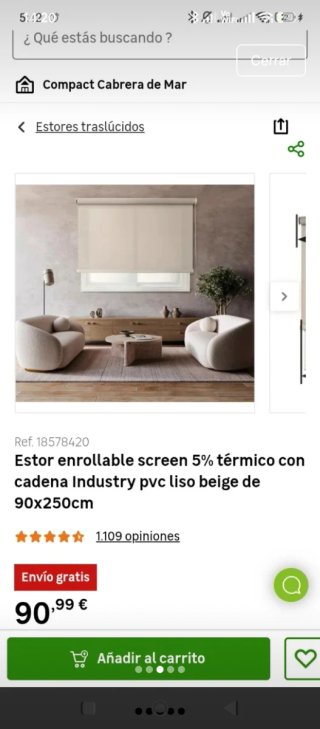Estor enrollable 90x250 cm