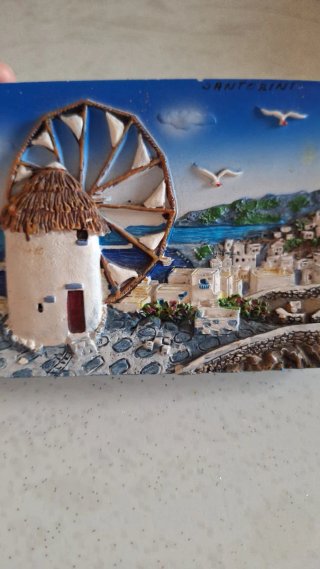 Quadretto in ceramica Santorini Grecia 3D