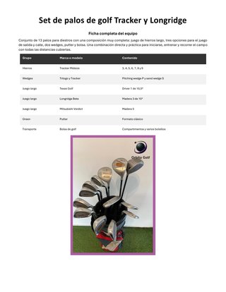 Set de Palos de Golf TRACKER y LONGRIDGE