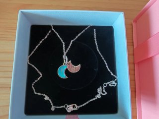Colgante Doble Luna Pandora Plata Turquesa NUEVO
