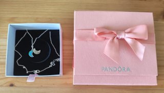 Colgante Doble Luna Pandora Plata Turquesa NUEVO