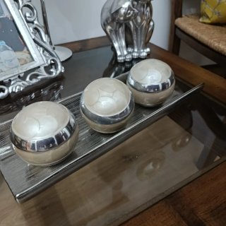 Conjunto Decorativo Bolas Beige y Plata