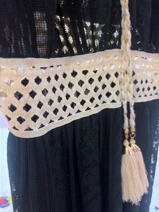 Vestido largo negro y beige encaje L/XL