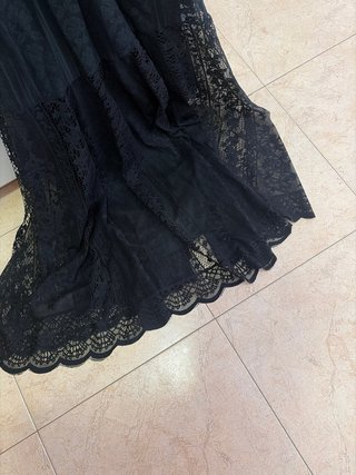 Vestido largo negro y beige encaje L/XL