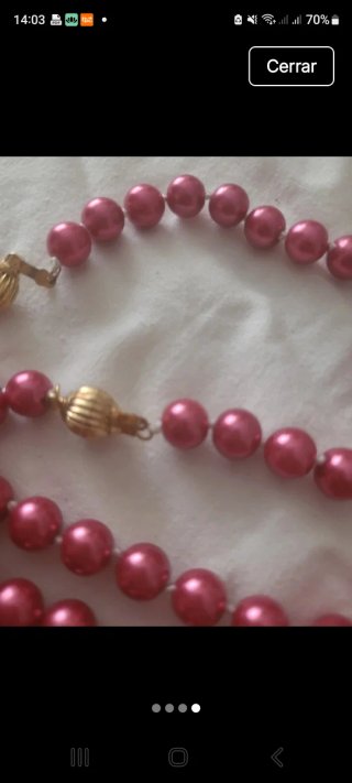 Collar de perlas doble rosa y dorado