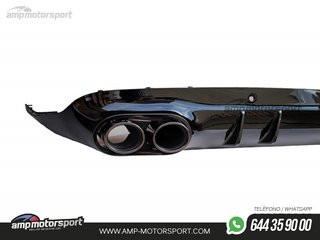 DIFUSOR TRASERO NEGRO BRILLO CON COLAS REDONDAS NEGRAS PARA MERCEDES CLS C257