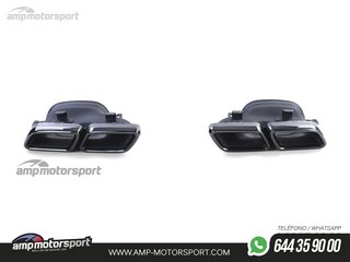 DIFUSOR TRASERO NEGRO MATE CON COLAS NEGRAS PARA MERCEDES CLASE C W205 SEDAN