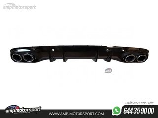 DIFUSOR TRASERO NEGRO BRILLO CON COLAS REDONDAS CROMADAS PARA MERCEDES CLASE C COUPE/CABRIO C205
