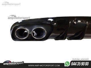 DIFUSOR TRASERO NEGRO BRILLO CON COLAS REDONDAS CROMADAS PARA MERCEDES CLASE C COUPE/CABRIO C205