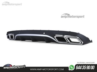 DIFUSOR TRASERO CON COLAS CROMADAS PARA MERCEDES CLASE C COUPE C205 NEGRO MATE
