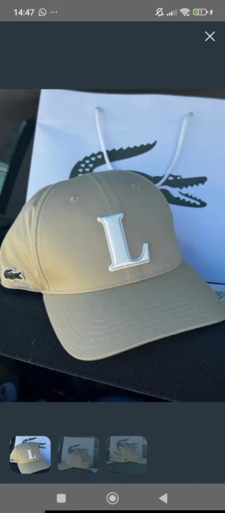 Gorra Lacoste Beige con Letra L Blanca