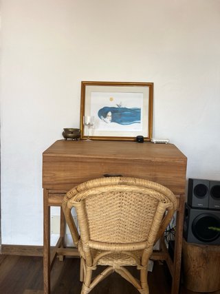 Escritorio bureau antiguo de teca, pieza única.
