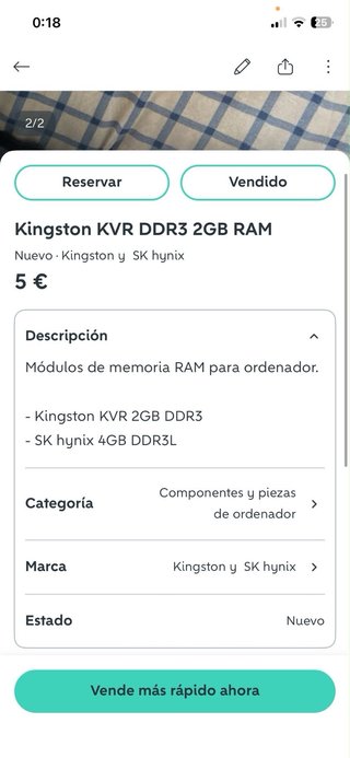 2 Memorias RAM Kingston y SK Hynix