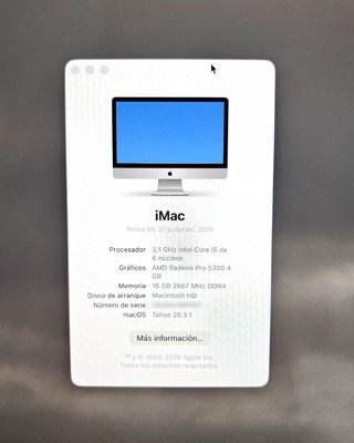 iMac Retina 5K, 27 pulgadas, 2020, intel core i5