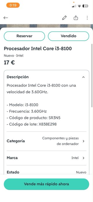 Procesador Intel Core i3-8100