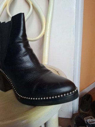 Botines Alpe Piel Tacón Cómodo Elástico Negro