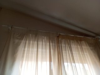 2 Patas Cortinas Blancas con Ganchos y Barra