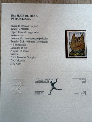 Serie Olímpica Barcelona 92 Sellos + certificado