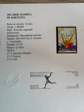 Serie Olímpica Barcelona 92 Sellos + certificado