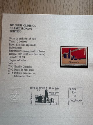 Serie Olímpica Barcelona 92 Sellos + certificado