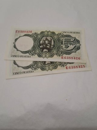 2 Billetes 5 Pesetas Banco de España 1951