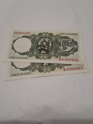 2 Billetes 5 Pesetas Banco de España 1951
