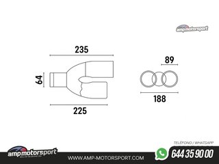 COLA DE ESCAPE INOX DE DOBLE SALIDA REDONDA 89MM - DERECHA